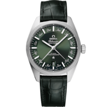 Green dial watch on Steel case with Leather strap - Constellation Globemaster 41 mm, steel on leather strap - 13033412210001