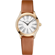 De Ville Mini Trésor 26 mm, Moonshine™ gold on leather strap - 42857266004004