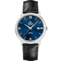 De Ville Prestige 39.5 mm, steel on leather strap - 42413402003001