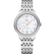 White dial watch on Steel case with Steel bracelet - De Ville Prestige 34 mm, steel on steel - 43415342055001