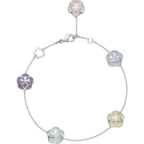 OMEGA Flower Armband, 18 K Weißgold, Angelit, Chalcedon, Jade, Opal - B603BC0700705