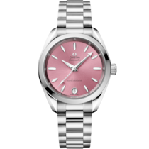 Pink dial watch on Steel case with Steel bracelet - Seamaster Aqua Terra Shades 34 mm, steel on steel - 22010342010003