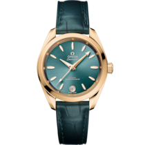 Seamaster 34 mm, Moonshine™ gold on leather strap - 22053342010001