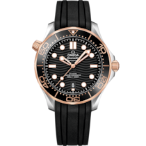 Seamaster 42 mm, steel - Sedna™ gold on rubber strap - 21022422001002
