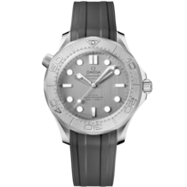 Grey dial watch on Steel case with Rubber strap - Seamaster Diver 300M 42 mm, steel on rubber strap - 21032422006002