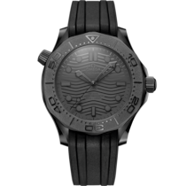 Seamaster Diver 300M 43,5 mm, Schwarze Keramik mit Kautschukband - 21092442001003