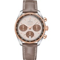 Speedmaster 38 38 mm, steel - Sedna™ gold on leather strap - 32423385002002
