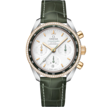 Speedmaster 38 38 mm, acciaio-oro giallo su cinturino di pelle - 32428385002001