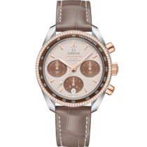 Speedmaster 38 38 mm, steel - Sedna™ gold on leather strap - 32428385002002