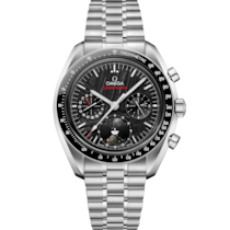 Black dial watch on Steel case with Steel bracelet - Speedmaster Moonphase 43 mm, steel on steel - 30430435201001