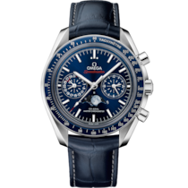 Speedmaster Moonphase 44.25 mm, steel on leather strap - 30433445203001