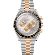 Silver dial watch on steel - Moonshine™ gold case with steel - Moonshine™ gold bracelet - Speedmaster Moonwatch Professional 42 mm, steel - Moonshine™ gold on steel - Moonshine™ gold - 31020425002001